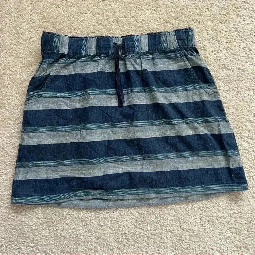 Patagonia Island Hemp Beach Skirt Women’s Size XS Blue Striped STY58480 Pockets